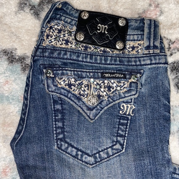 Miss Me Rhinestone Boot Cut Denim Blue Jeans - Picture 4 of 10